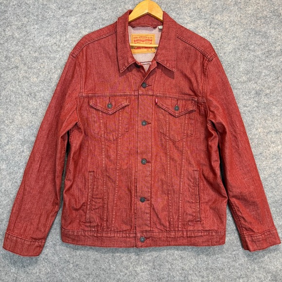 Vintage Levi's Tucker Denim Jacket Mens XL Button Type 3 Rare Red